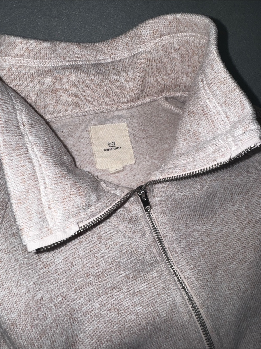 Thread & Supply Fleece Lined Zip Up Jacket Funnel Neck Quilted Hem & Cuffs - Picture 4 of 12